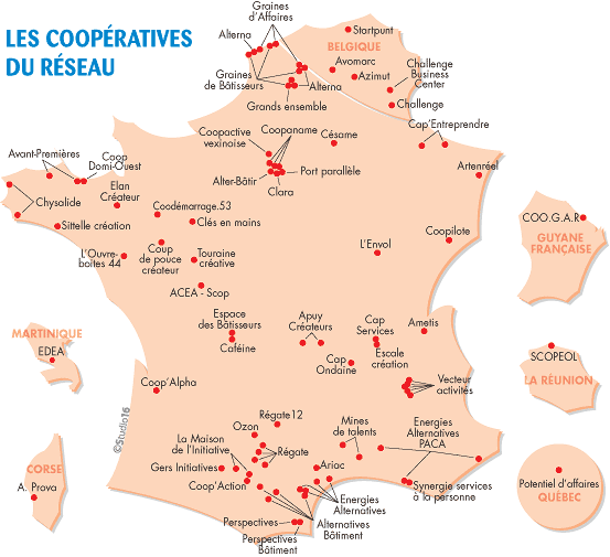 Carte du réseau Coopérer pour Entreprendre Carte du réseau Coopérer pour Entreprendre
