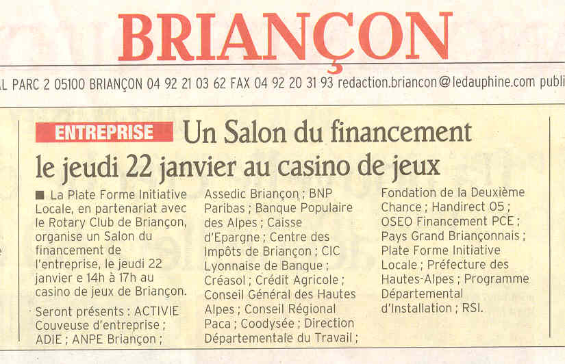 Dauphiné libéré : Salon du financement de Briançon