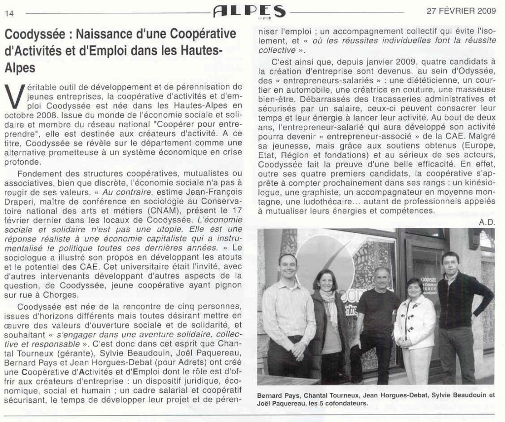 Alpes et Midi : Article du 27 février 2009