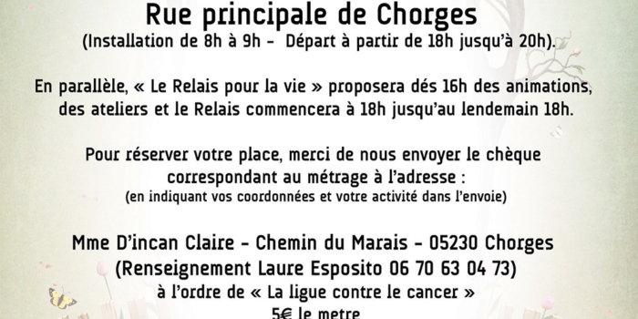 Claire organise un marché au profit de la ligue contre le cancer !